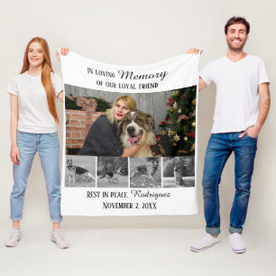 Dog Memorial 5 Photo Collage Pet Tribute Fleece Blanket