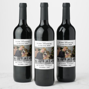 Dog Memorial 5 Photo Collage Pet Tribute Wine Label