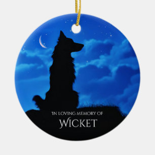 Dog Memorial Border Collie Type Custom Name Ceramic Tree Decoration