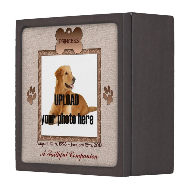 Dog Memorial Brown Tones Keepsake Box (Front Left)