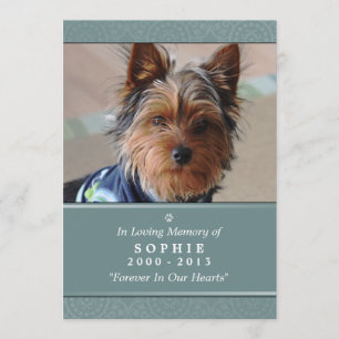 Dog Memorial Card 5x7 Teal Do Not Mourn Poem