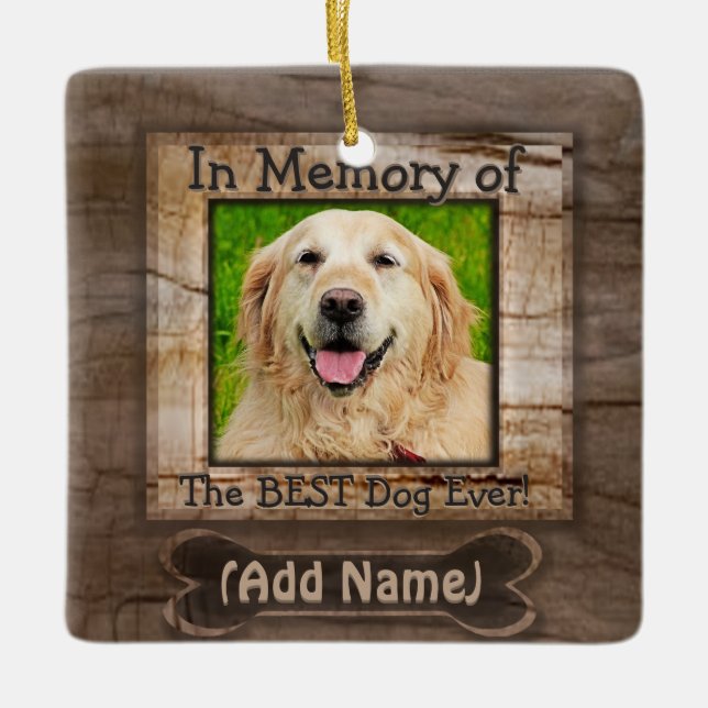 Dog Memorial Ceramic Tree Decoration (Front)