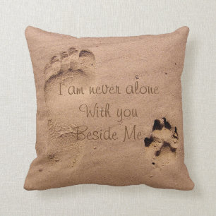 Dog Memorial Footprints in Sand personalised Cushion