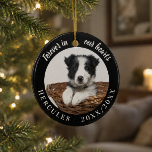 Dog Memorial Forever In Our Hearts Black Ceramic Tree Decoration