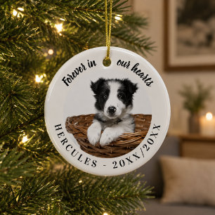 Dog Memorial Forever In Our Hearts Ceramic Tree Decoration