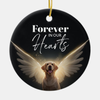 Dog memorial forever in our hearts ceramic tree decoration