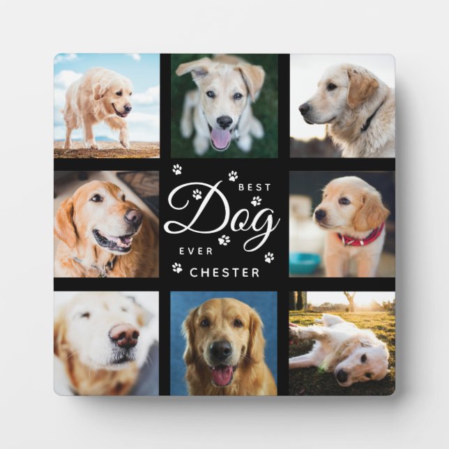 Dog Memorial Gift Best Dog Ever Rustic Photo Paw Plaque (Front)