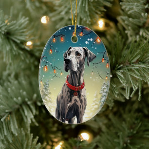 Dog Memorial Gift, Gift for Great Dane Lover Ceramic Tree Decoration