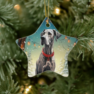 Dog Memorial Gift, Gift for Great Dane Lover Ceramic Tree Decoration