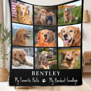 Dog Memorial Gift Pet Loss Custom 9 Photo Collage Fleece Blanket