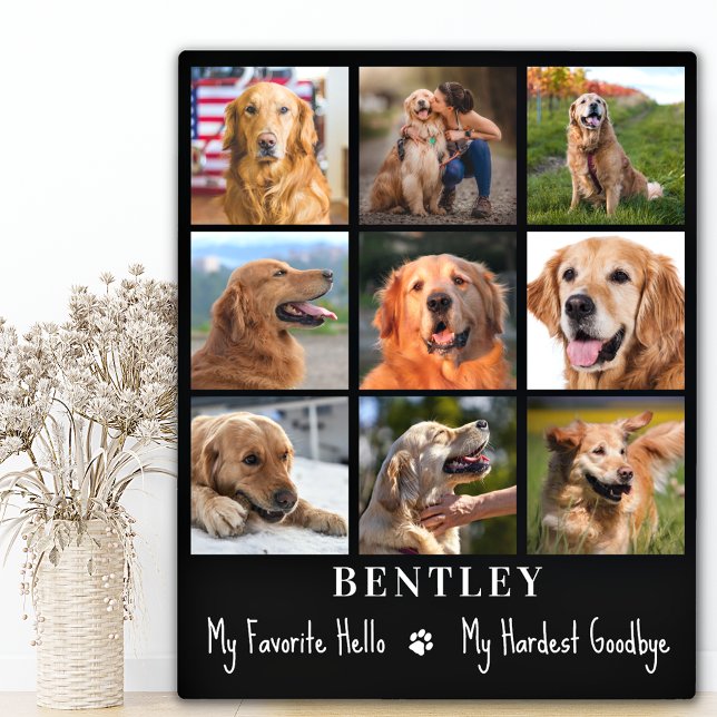 Dog Memorial Gift Pet Loss Custom 9 Photo Collage Plaque (Creator Uploaded)