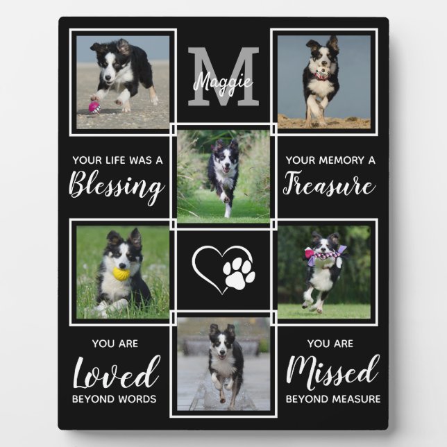 Dog Memorial Gift - Pet Loss Monogram Dog Keepsake Plaque (Front)