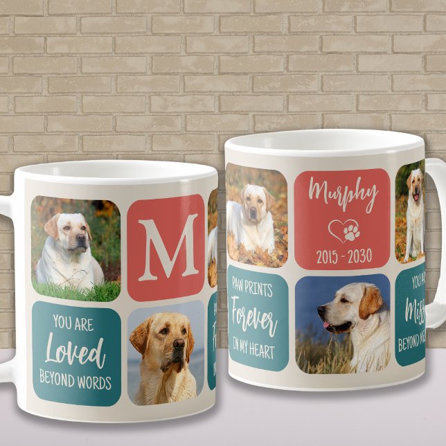 Dog Memorial Gift Pet Loss Retro Colours 5 Photo  Coffee Mug (Creator Uploaded)