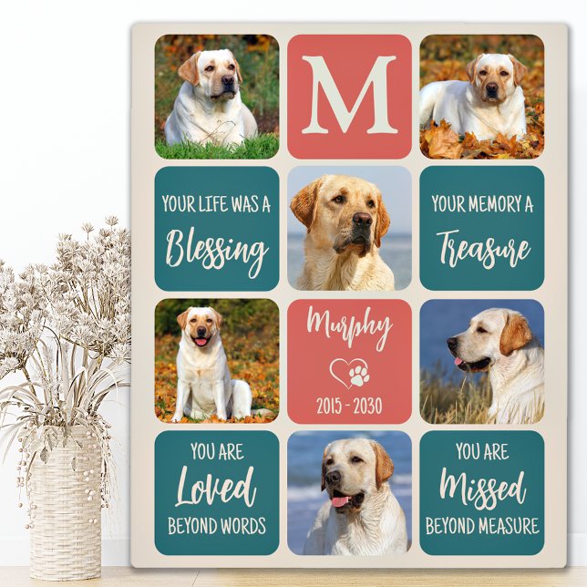 Dog Memorial Gift Pet Loss Retro Colours 6 Photo  Plaque (Creator Uploaded)