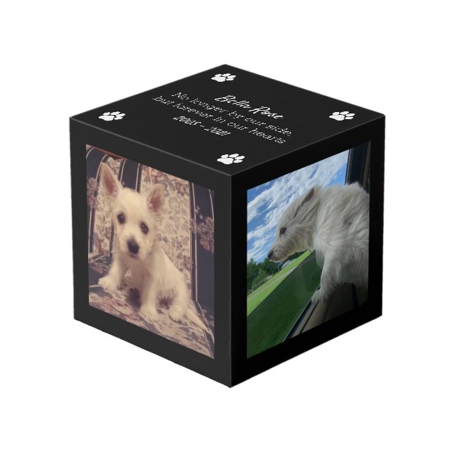Dog Memorial Keepsake Photo Cube (Front Angled)