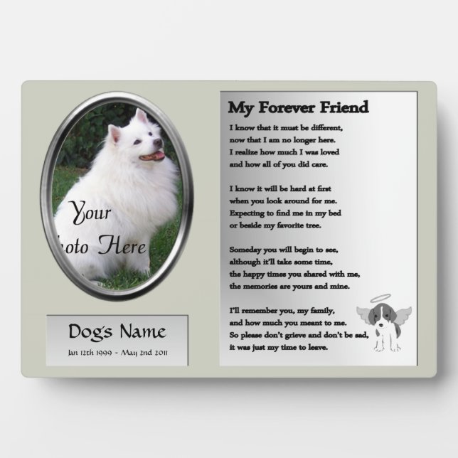 Dog Memorial - My Forever Friend - Grey Plaque (Front)