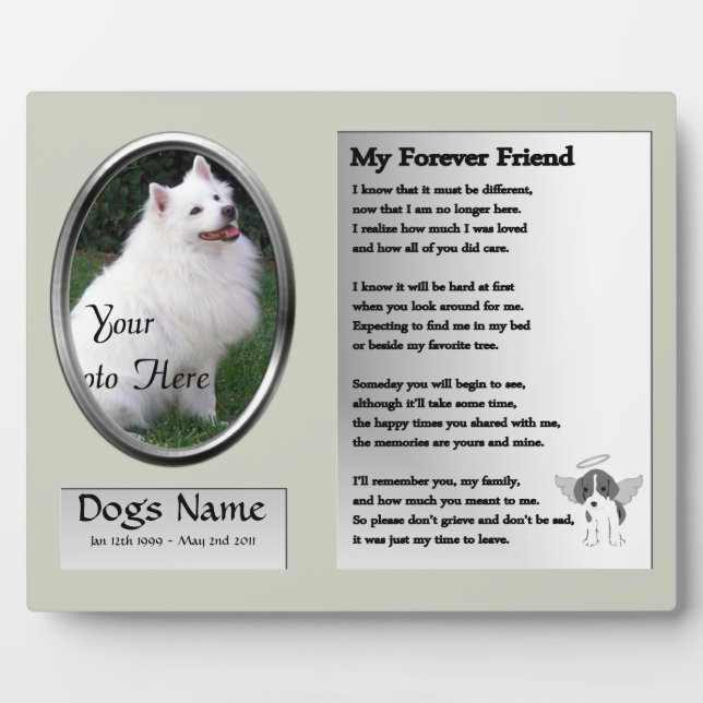 Dog Memorial - My Forever Friend - Grey Plaque (Front)