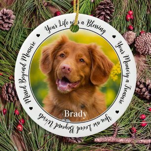 Dog Memorial Personalise 2 Photo Pet Loss Keepsake Ceramic Tree Decoration