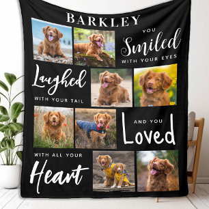 Dog Memorial Personalised Pet Loss 8 Photo Collage Fleece Blanket