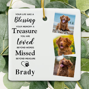 Dog Memorial Personalised Pet Loss Gift 3 Photo Ceramic Ornament