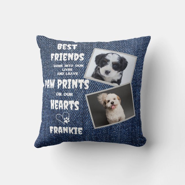 dog Memorial Pet Loss 2 Photo Cushion (Back)