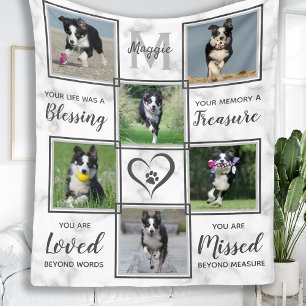 Dog Memorial - Pet Loss Gift Monogram Dog Keepsake Fleece Blanket