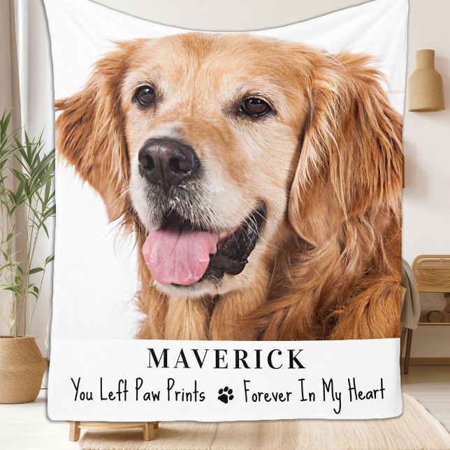 Dog Memorial Pet Loss Gift Photo Personalized  Fleece Blanket (Creator Uploaded)