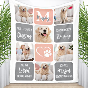 Dog Memorial Pet Loss Modern Trendy Photo Collage  Fleece Blanket