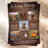Dog Memorial Pet Loss Personalise 5 Photo Sympathy