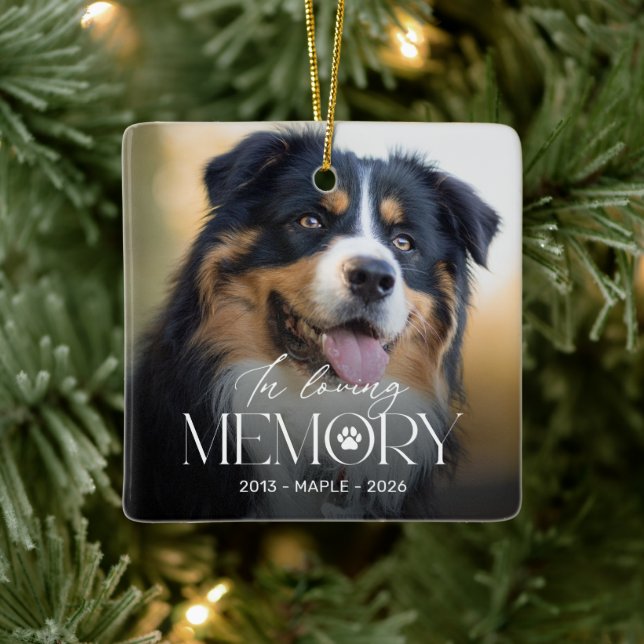 Dog Memorial Photo Christmas Ornament (Tree)