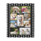 Dog Memorial Photo Collage Paws Hearts Black