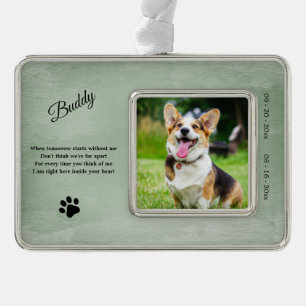 Dog Memorial Photo Quote Silver Plated Framed Ornament