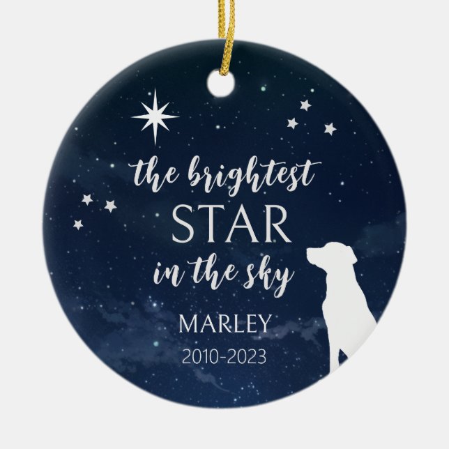 Dog Memorial Photo Whimsical  Ceramic Tree Decoration (Front)