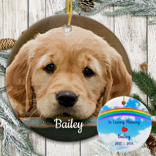 Dog Memorial Rainbow Bridge Custom Pet Photo Ceramic Tree Decoration