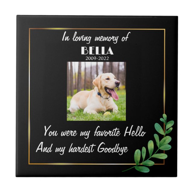 Dog Memorial Stone Loss of Pet Stone Black Tile (Front)