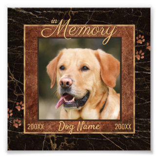 Dog Memory Marble Rustic Square Keepsake Photo Print