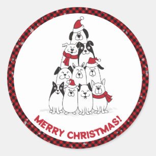 Dog Merry Christmas Classic Round Sticker