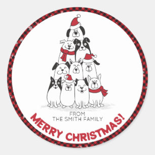 Dog Merry Christmas Classic Round Sticker