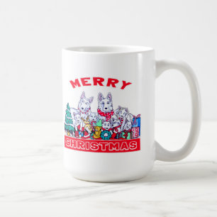 Dog Merry Christmas White Shepherd Holiday GSD Fun Coffee Mug