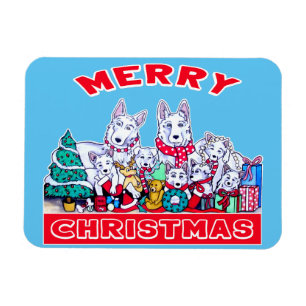 Dog Merry Christmas White Shepherd Holiday GSD Fun Magnet