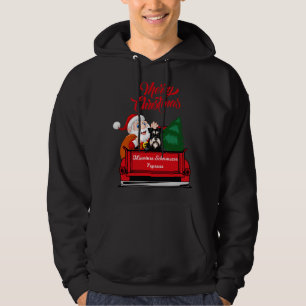 Dog Minature Schnauzer With Santa Claus In Red Tru Hoodie