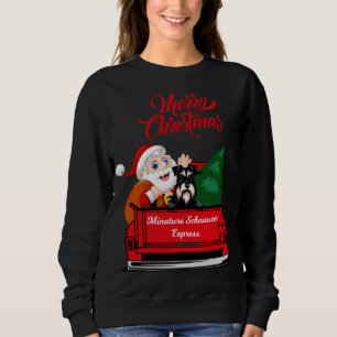 Dog Minature Schnauzer With Santa Claus In Red Tru Sweatshirt