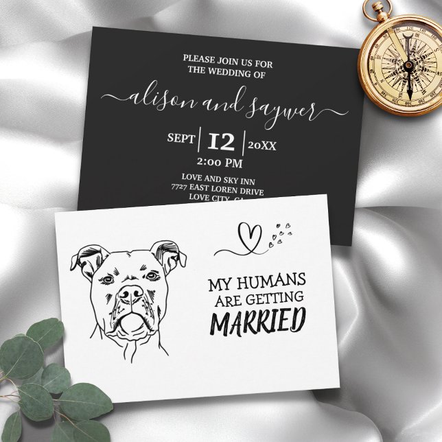  Dog Modern Simple Black and White Wedding Invitation (Creator Uploaded)