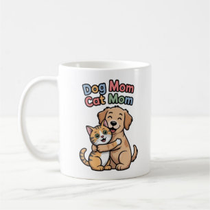 Dog Mom Cat Mom Cute Dog And Cat Hug Coffee Mug Pe