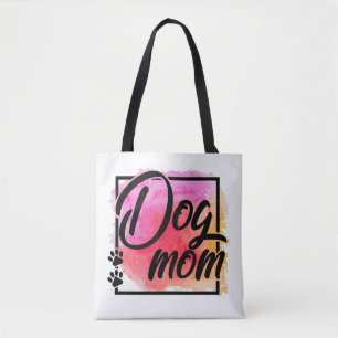 Dog mom colorful animal lover paw prints tote bag