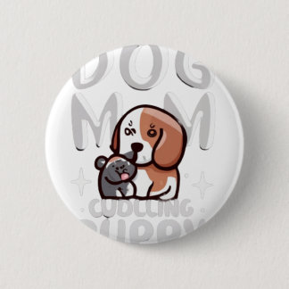 Dog Mom Cuddling Puppy Gift Tags 6 Cm Round Badge