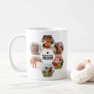 Dog Mom Custom Photo Collage with Name Black White Coffee Mug