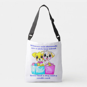 Dog mom diamonds animated cute shopping funny tote