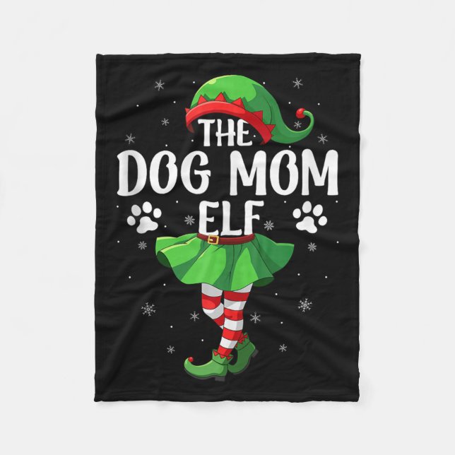 Dog Mom Elf Christmas Girls Women Elf Squad Xmas F Fleece Blanket (Front)