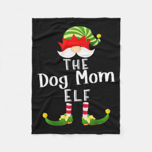 Dog Mom Elf Group Christmas Funny Pajama Party For Fleece Blanket